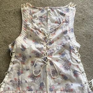 Free People Floral Lace Up Tank Top
